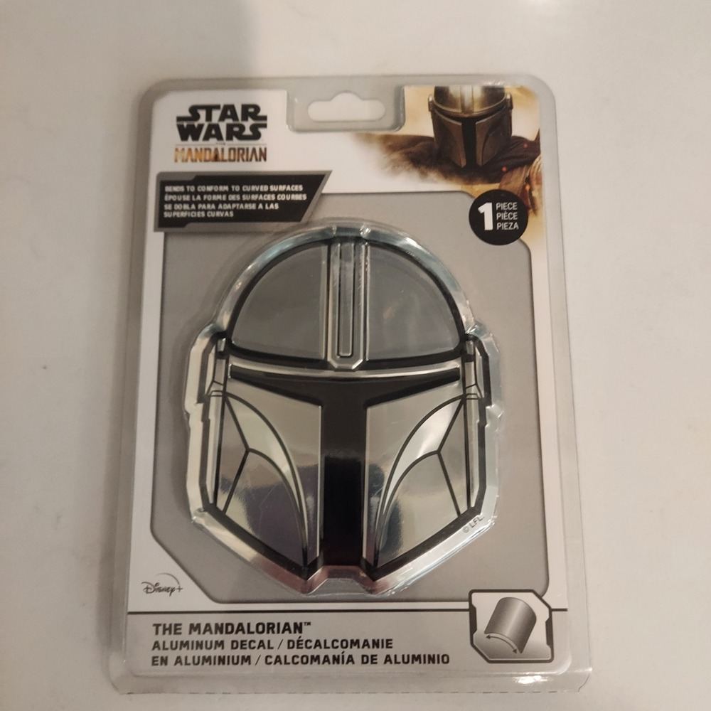 Star Wars The Mandalorian Mando's Helmet Aluminum Car Decal Silver